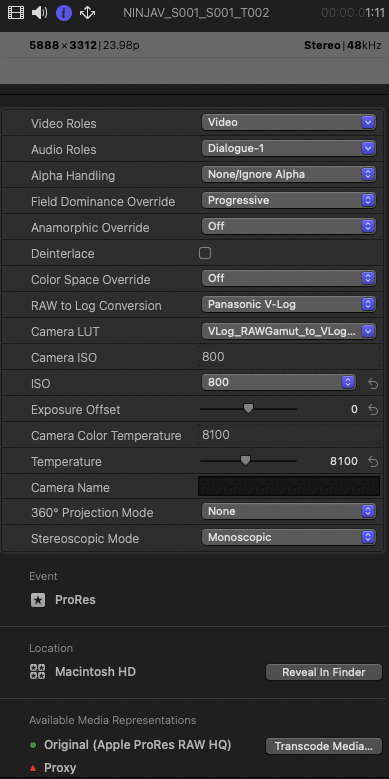 FCP RAW controls